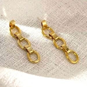 High quality plated copper chain link earrings; nwot